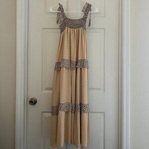 Three Birds Nest Vacation Days Tiered Maxi dress in Taupe small